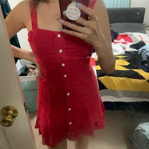Sold out red Zara mini dress with button detail
